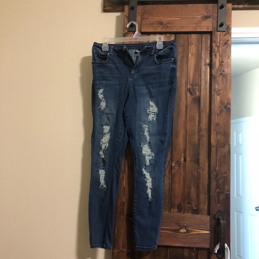 Jennifer Lopez Distressed high rise Skinny Jeans